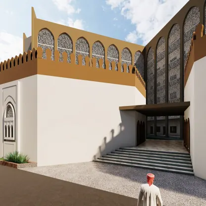 Madrasa Entrance Steps — Architectural Render