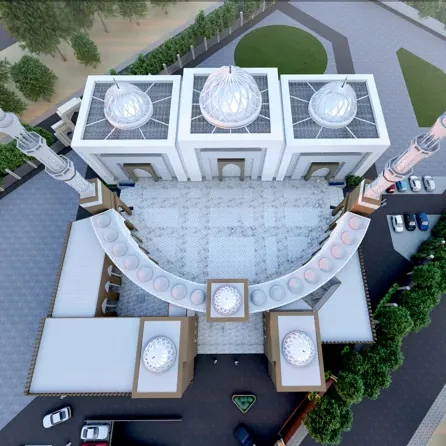 Mosque Domes from Above — Architectural Render