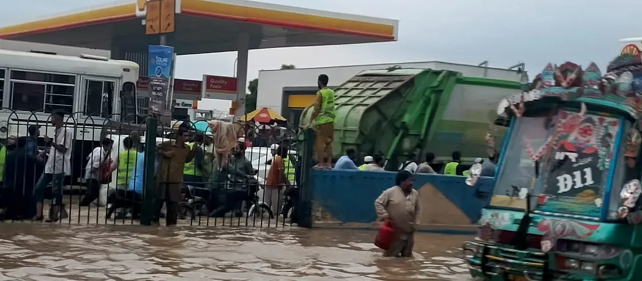 Relief Work in Flooded Streets